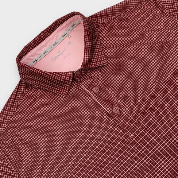 Walter Hagen Golf Polo Shirt Mens Large Micro Check Performance Stretch Preppy - Picture 1 of 15